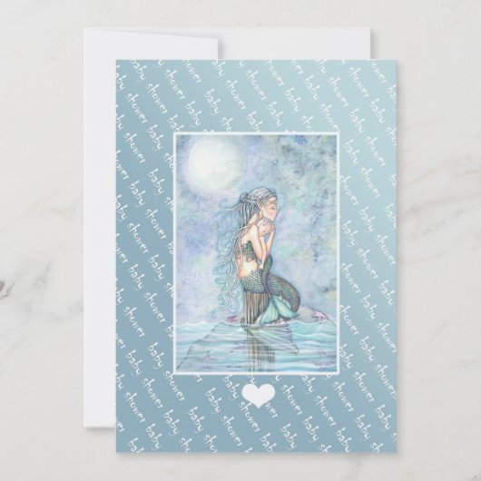 Uitnodigingen voor babydouches nodigt zeemeermin e (Voorkant)