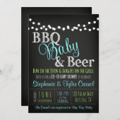 Uitnodigingen voor babydouches van de BBQ-jongen (Voorkant / Achterkant)