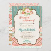 Uitnodigingen voor babydouches voor meisjes, baby  (Voorkant / Achterkant)