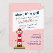 Uitnodigingen voor babydouches | vuurtoren (Voorkant / Achterkant)