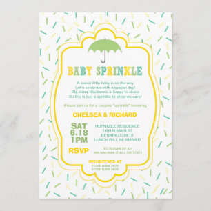 Uitnodigingen voor babyfeest met spikkels groen ge