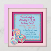 Uitnodigingen voor babymeisjes van de eerste verja (Voorkant / Achterkant)