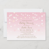 Uitnodigingen voor baby's met roze hartbaby's (Voorkant)