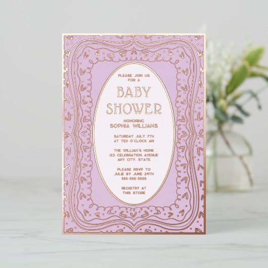 Uitnodigingen voor babyshower genderneutrale laven (Staand Voorkant)