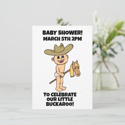 UITNODIGINGEN VOOR BABYSHOWER VOOR JONGEN COWBOY (Staand voorkant)