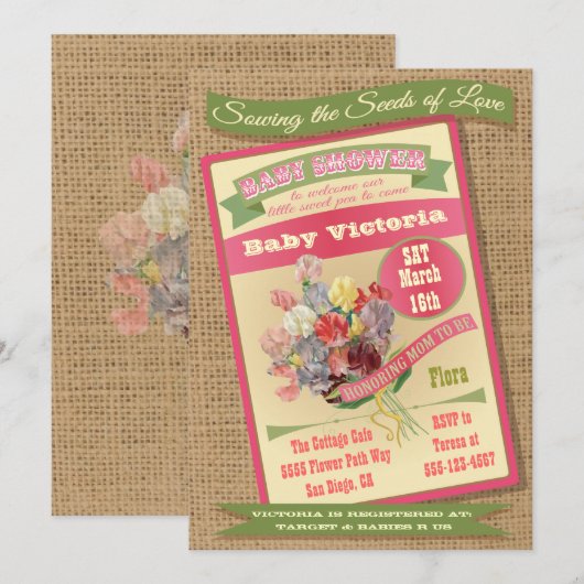 Uitnodigingen voor babyshower voor startpakket (Voorkant / Achterkant)