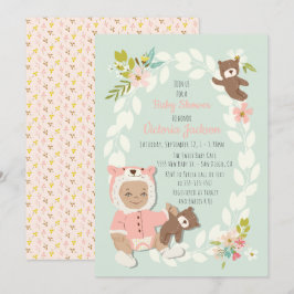 Uitnodigingen voor babyshower Woodland Beer