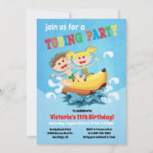 Uitnodigingen voor bananenboot verjaardagsfeest (Voorkant)