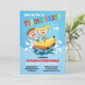 Uitnodigingen voor bananenboot verjaardagsfeest (Staand voorkant)