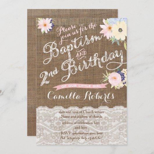 Uitnodigingen voor baptisme en geboorte, tweede ve (Voorkant / Achterkant)