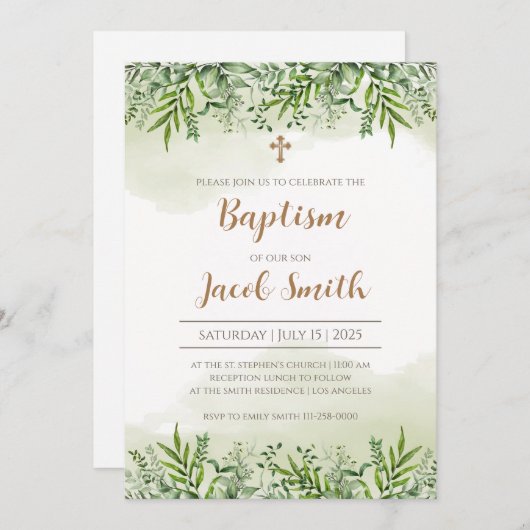 Uitnodigingen voor baptisme en uitnodigingen tot d (Voorkant / Achterkant)