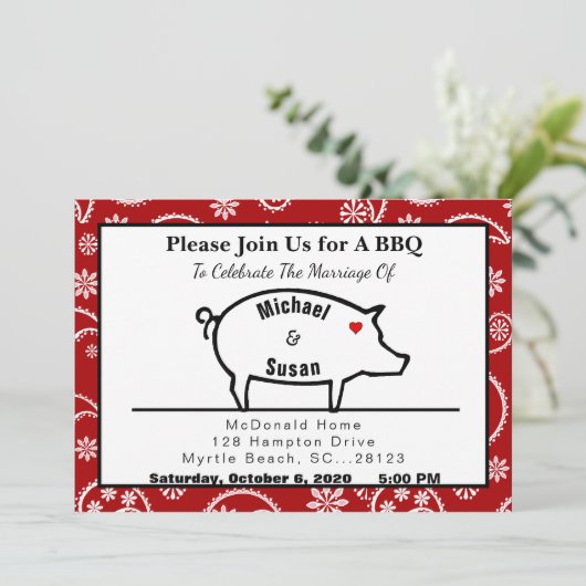 Uitnodigingen voor BBQ-ontvangst (Staand voorkant)