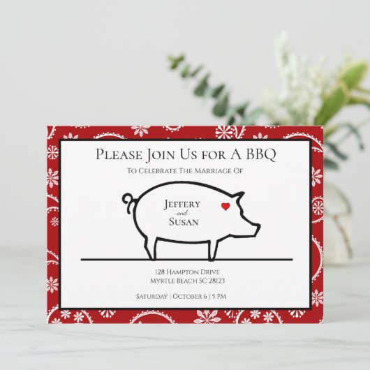 Uitnodigingen voor BBQ-receptie (Staand voorkant)