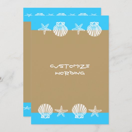 Uitnodigingen voor beach bruiloft - sjabloon (Voorkant / Achterkant)