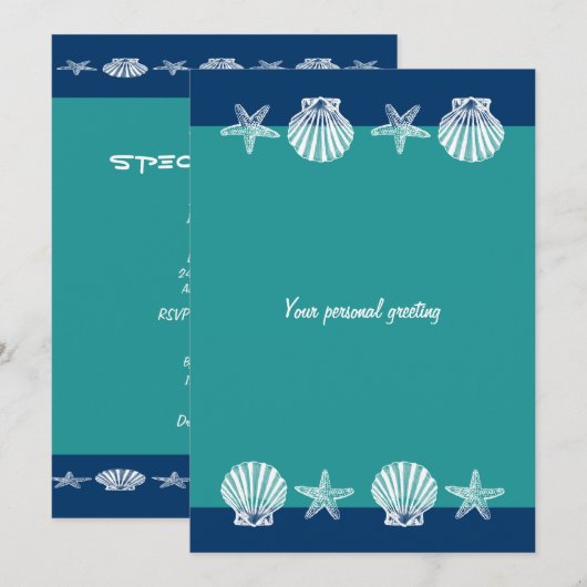 Uitnodigingen voor beach bruiloft - sjabloon (Voorkant / Achterkant)