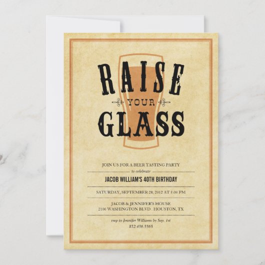 Uitnodigingen voor bierproeverijfeest (Voorkant)