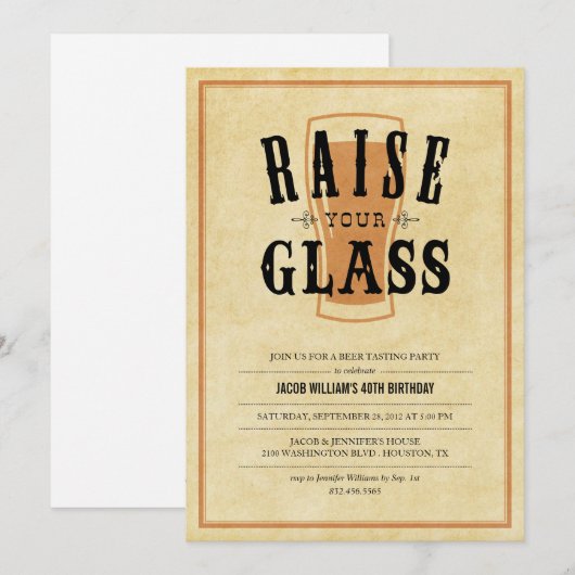 Uitnodigingen voor bierproeverijfeest (Voorkant / Achterkant)