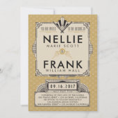 Uitnodigingen voor Black and Gold Great Gatsby Wed (Voorkant)