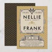 Uitnodigingen voor Black and Gold Great Gatsby Wed (Voorkant / Achterkant)