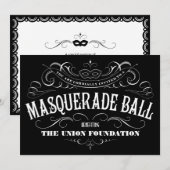 Uitnodigingen voor Black and White Masquerade Ball (Voorkant / Achterkant)