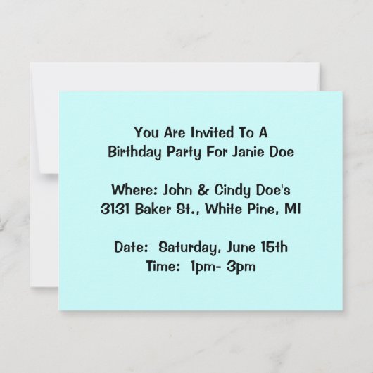 Uitnodigingen voor Black Beauty Paard Feestje Elke (Achterkant)