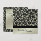 Uitnodigingen voor Black Damask/faux Silver bruilo (Voorkant / Achterkant)