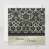 Uitnodigingen voor Black Damask/faux Silver bruilo (Voorkant)