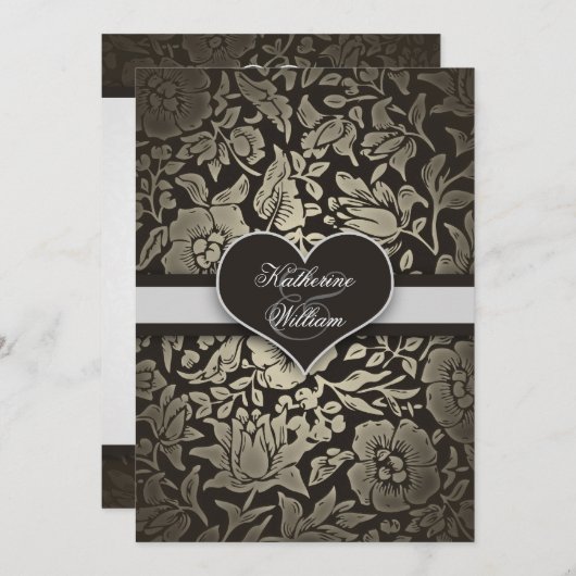 Uitnodigingen voor Black Engagement Party (Voorkant / Achterkant)