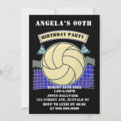 Uitnodigingen voor Black Volleyball Birthday Party (Voorkant)