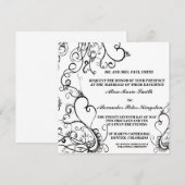 Uitnodigingen voor Black White Wedding (Voorkant / Achterkant)