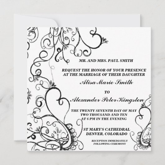 Uitnodigingen voor Black White Wedding (Voorkant)