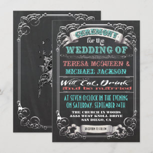 Uitnodigingen voor Blackboard Vintage Wedding