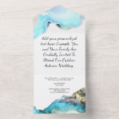 Uitnodigingen voor blauwe en gouden geode bruiloft (Binnen)