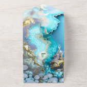 Uitnodigingen voor blauwe en gouden geode bruiloft (Buitenkant)