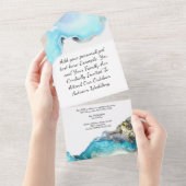 Uitnodigingen voor blauwe en gouden geode bruiloft (Afscheurbaar)