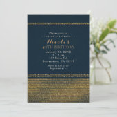 Uitnodigingen voor blauwe en goudkleurige moussere (Staand voorkant)