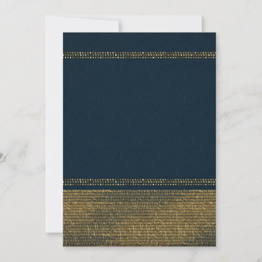 Uitnodigingen voor blauwe en goudkleurige moussere (Achterkant)