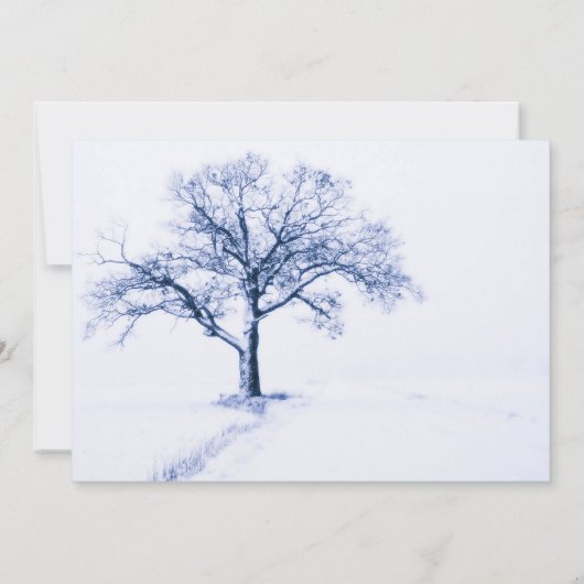 Uitnodigingen voor blauwe en witte winterbruiloft (Achterkant)