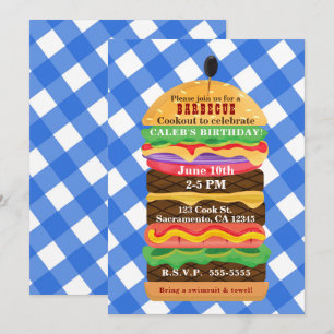 Uitnodigingen voor blauwe hamburgers zomerkoken ba