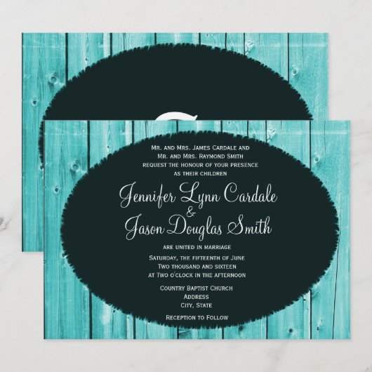 Uitnodigingen voor Blauwgroen bruinwasserij in Rus (Voorkant / Achterkant)