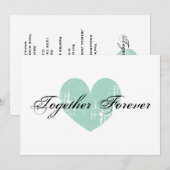 Uitnodigingen voor blauwgroen hartverlofpartijen (Voorkant / Achterkant)