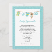 Uitnodigingen voor blauwgroen jongen Clothesline b (Voorkant)