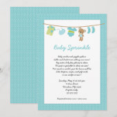 Uitnodigingen voor blauwgroen jongen Clothesline b (Voorkant / Achterkant)