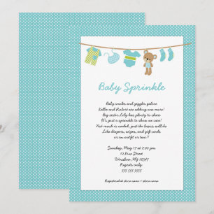 Uitnodigingen voor blauwgroen jongen Clothesline b