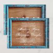 Uitnodigingen voor Blauwgroen Lijst van Rustisch l (Voorkant / Achterkant)