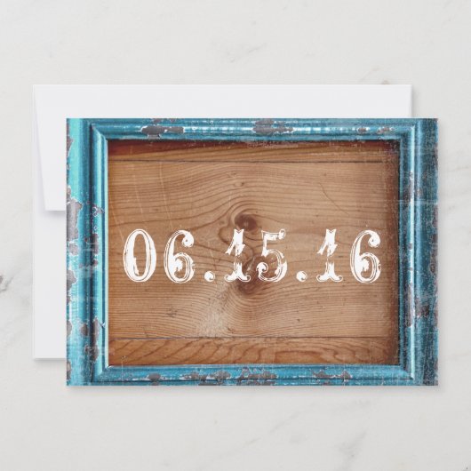 Uitnodigingen voor Blauwgroen Lijst van Rustisch l (Achterkant)