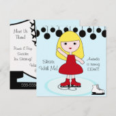 Uitnodigingen voor blond haarmeisje-ijsschaatsen (Voorkant / Achterkant)