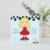 Uitnodigingen voor blond haarmeisje-ijsschaatsen (Staand voorkant)