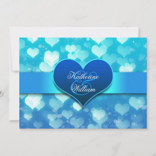 Uitnodigingen voor Blue Heart Engagement Party (Voorkant)