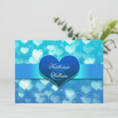 Uitnodigingen voor Blue Heart Engagement Party (Staand voorkant)